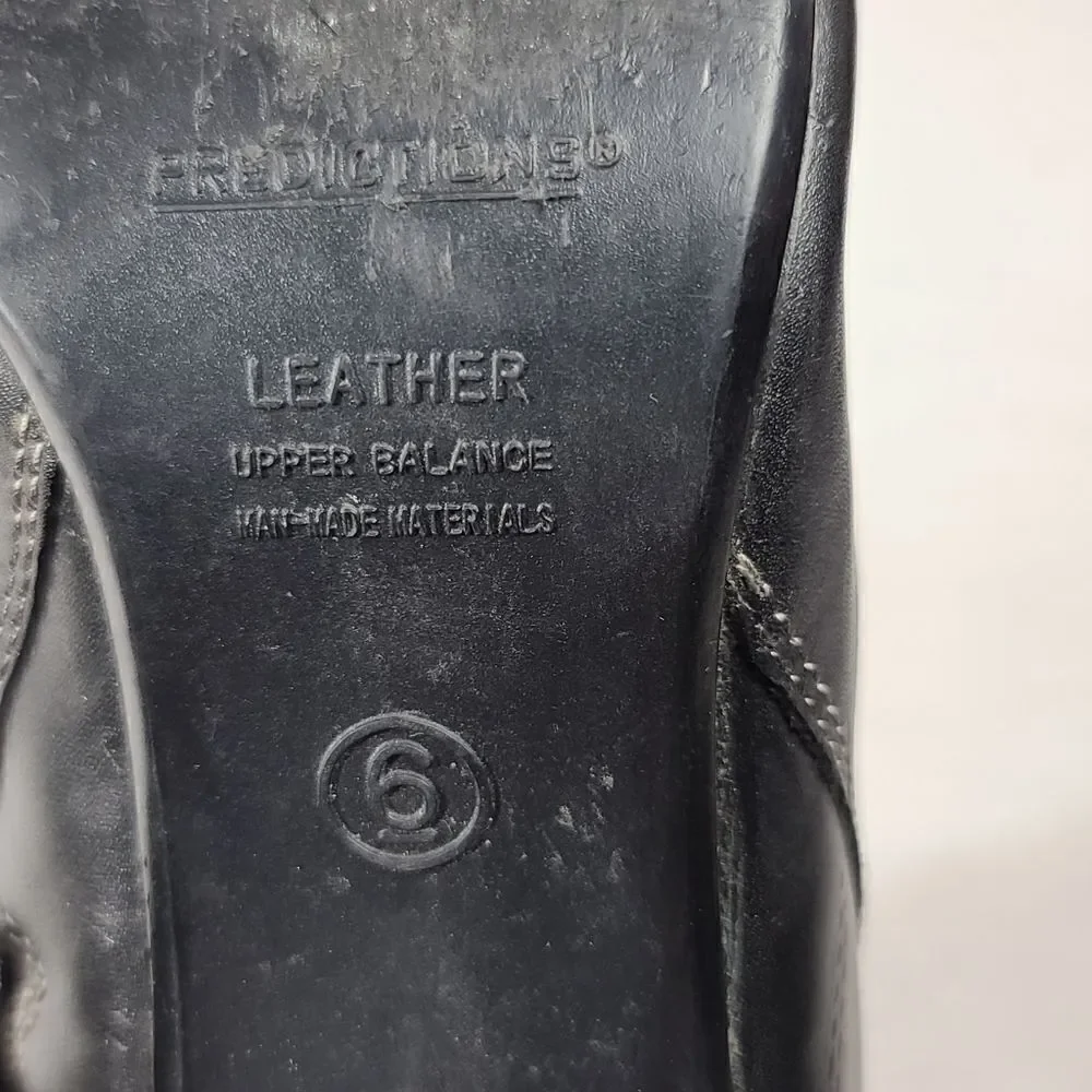 Predictions Black Leather Ankle Heel Boots